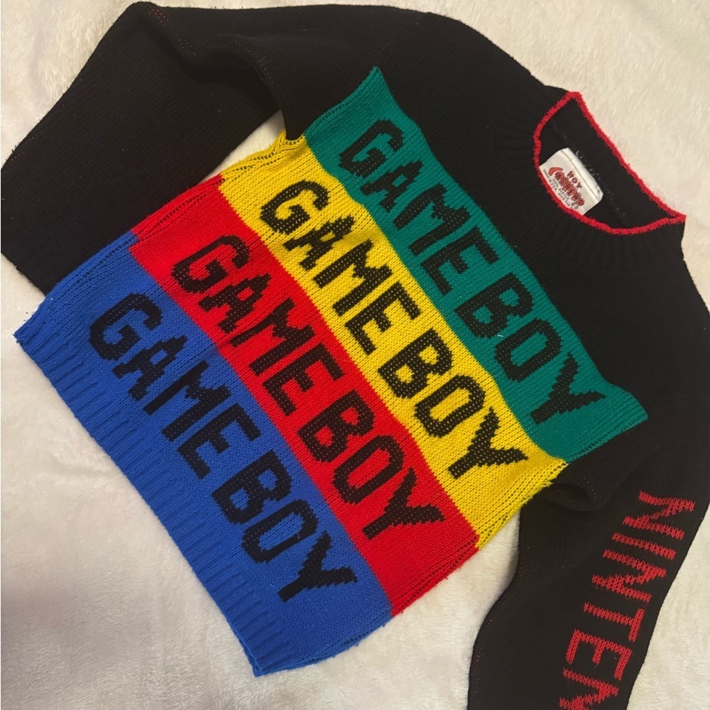 Vintage 90s Game Boy Colorblock Knit Sweater Kids Hot Cashews Retro Gaming 4/5
